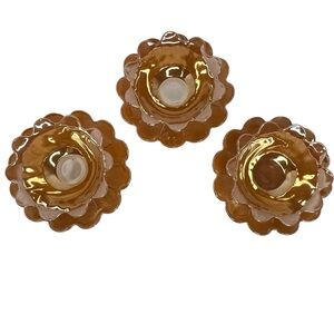 Vintage Fire King Anchor Hocking Peach Lustre Lotus Leaf Blossom Bowl/Plate ST 3